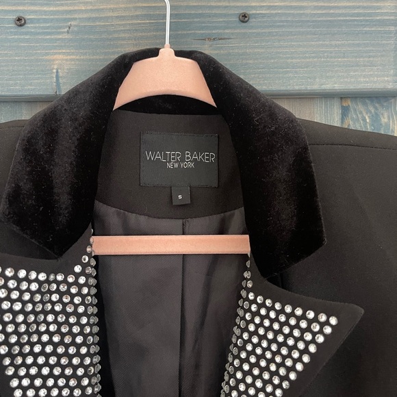 Walter Baker Black Hunter Rhinestone Suit Jacket Blazer Size Small - Picture 6 of 8